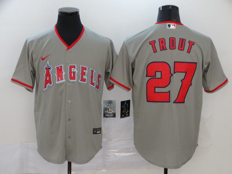 Men Los Angeles Angels #27 Trout Grey Nike Game MLB Jerseys->chicago white sox->MLB Jersey